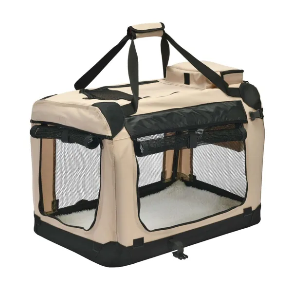 LittleBigger softkennel nylonbur med gardiner i beige