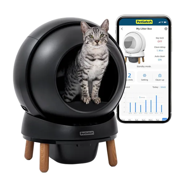 PetSafe SmartSpin selvrensende kattetoalett svart