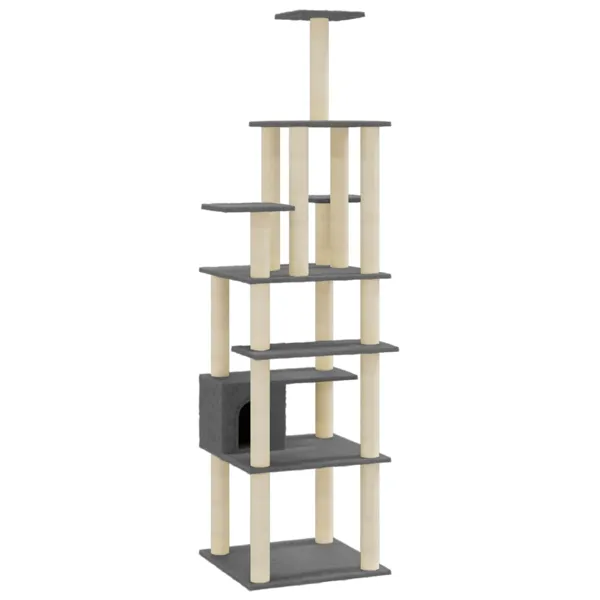 vidaXL kattetre i mørkegrå sisal, 183 cm